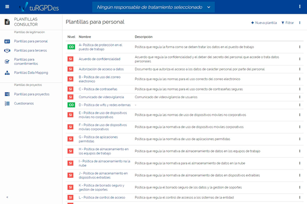 software RGPD con documentación personalizada