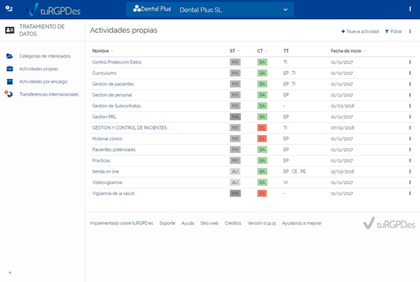software RGPD que permite elaborar el registro de actividades